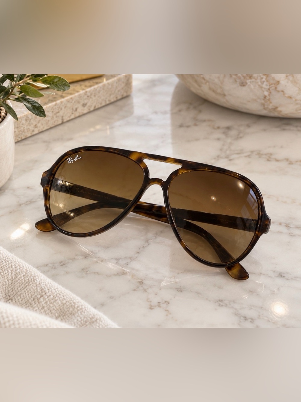 Ray-Ban Cats 5000 Tortoise Shell Aviator Sunglasses - Brown Lenses